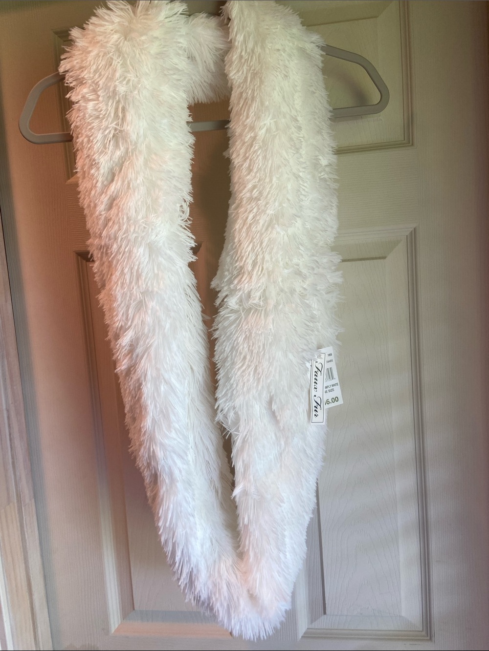 Plush Faux Fur Infinity Scarf in White